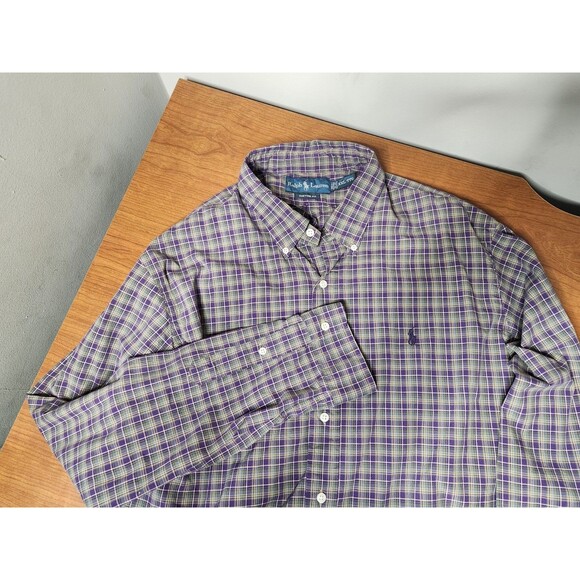 Ralph Lauren Custom Fit Mens 2XL Plaid Long Sleeve Button Down Shirt - Picture 1 of 10